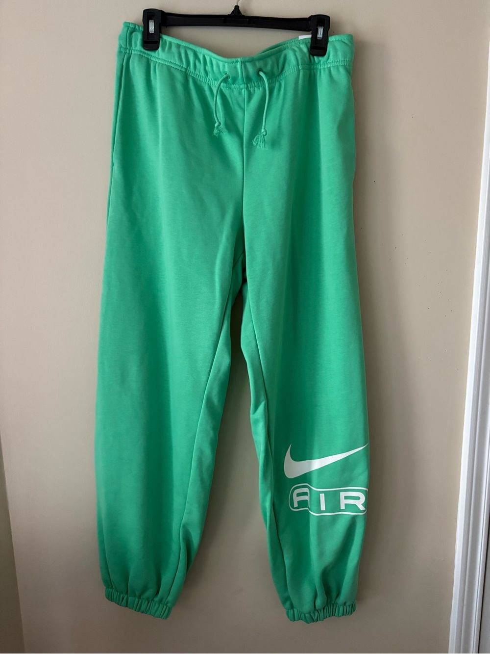 Nike Green Womens Sweatpants with White Swoosh AIR Graphic Sz. L New